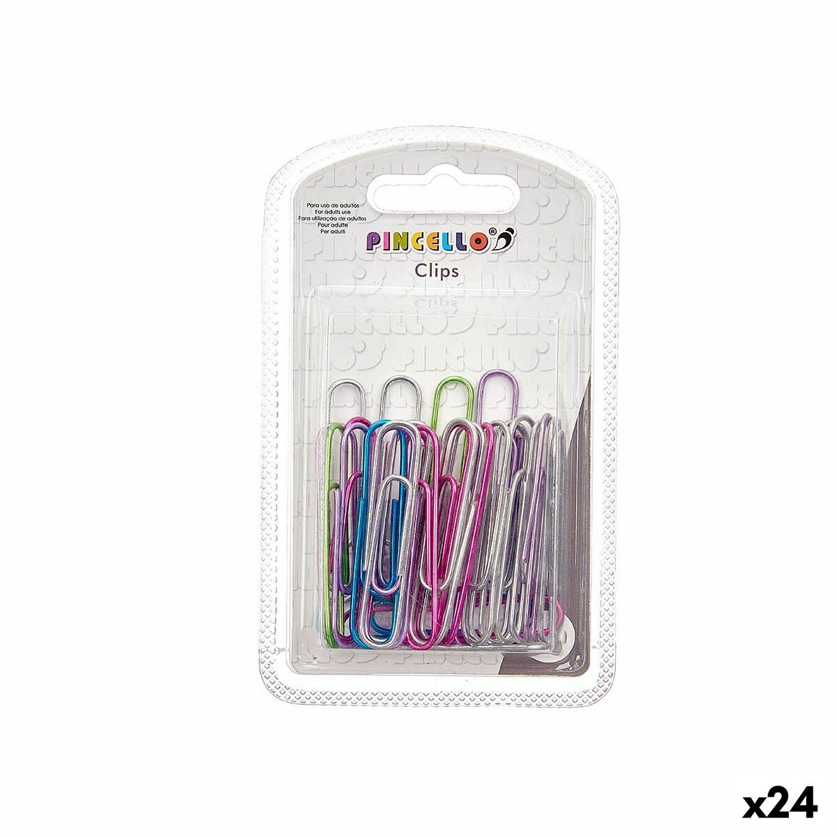 Clips Pincello Multicolore Metallo Grande (24 Unità)