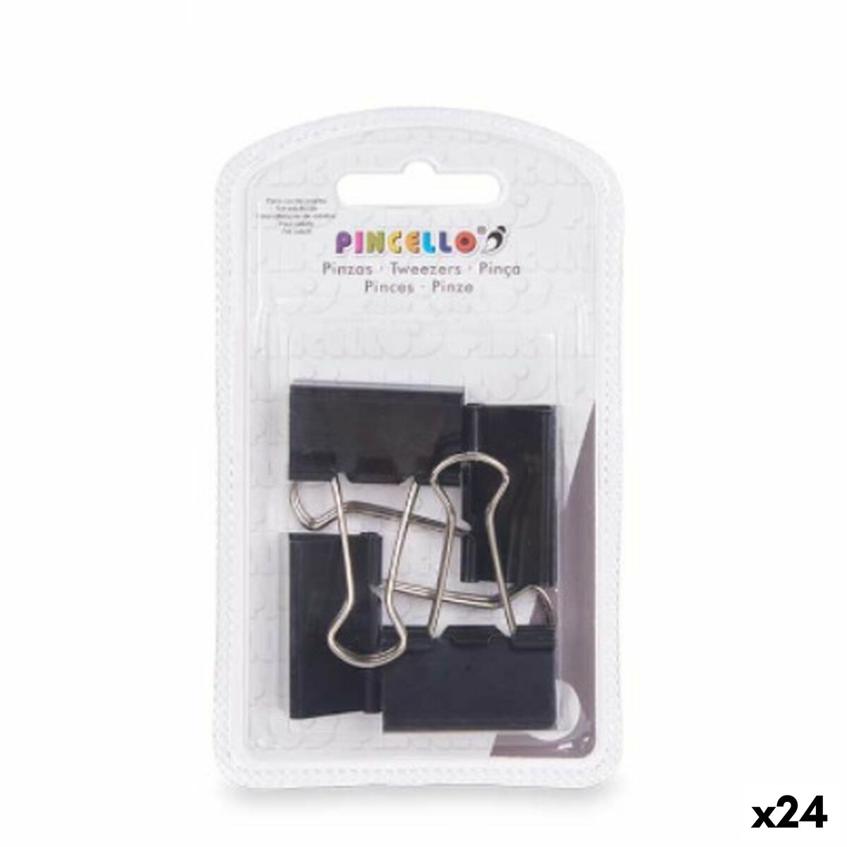 Pinze Pincello Nero Metallo Clip Grande (24 Unità)