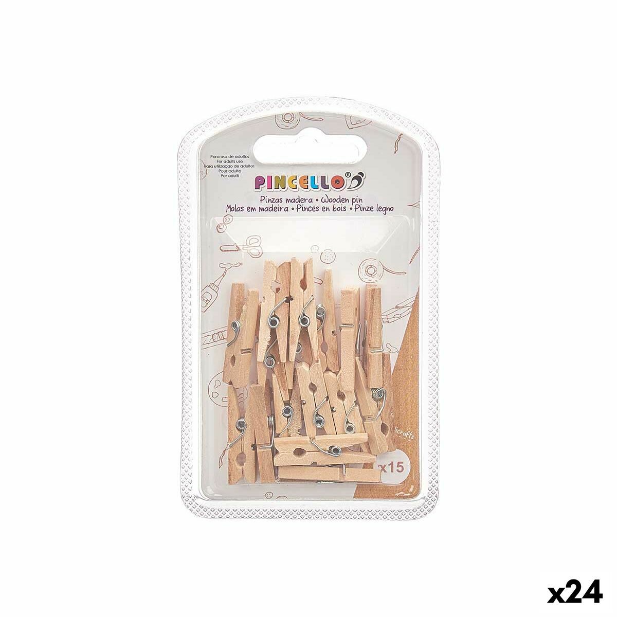 Pinze Pincello Marrone Legno Piccolo (24 Unità)