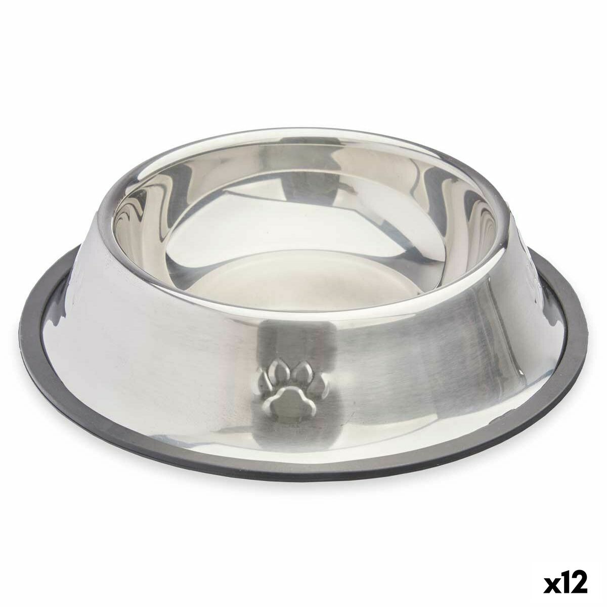 Ciotola per cani Mascow Grigio Argentato Gomma Metallo 22 x 5 x 22 cm 22 x 6 x 22 cm (12 Unità)