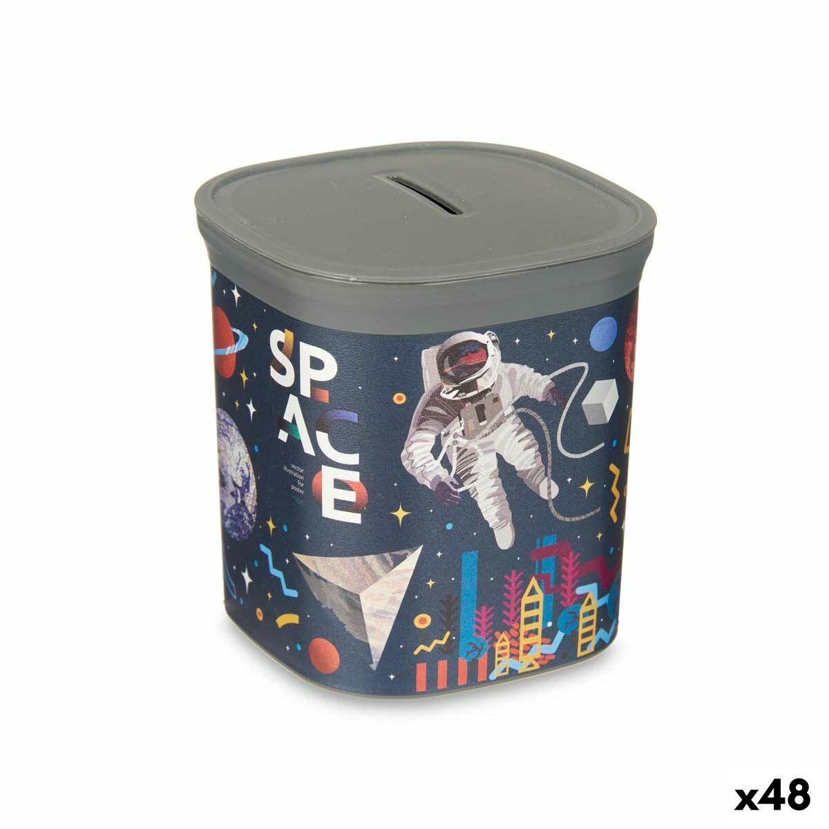Salvadanaio Pincello Plastica Astronauta 9 x 10,2 x 9 cm Multicolore (48 Unità)