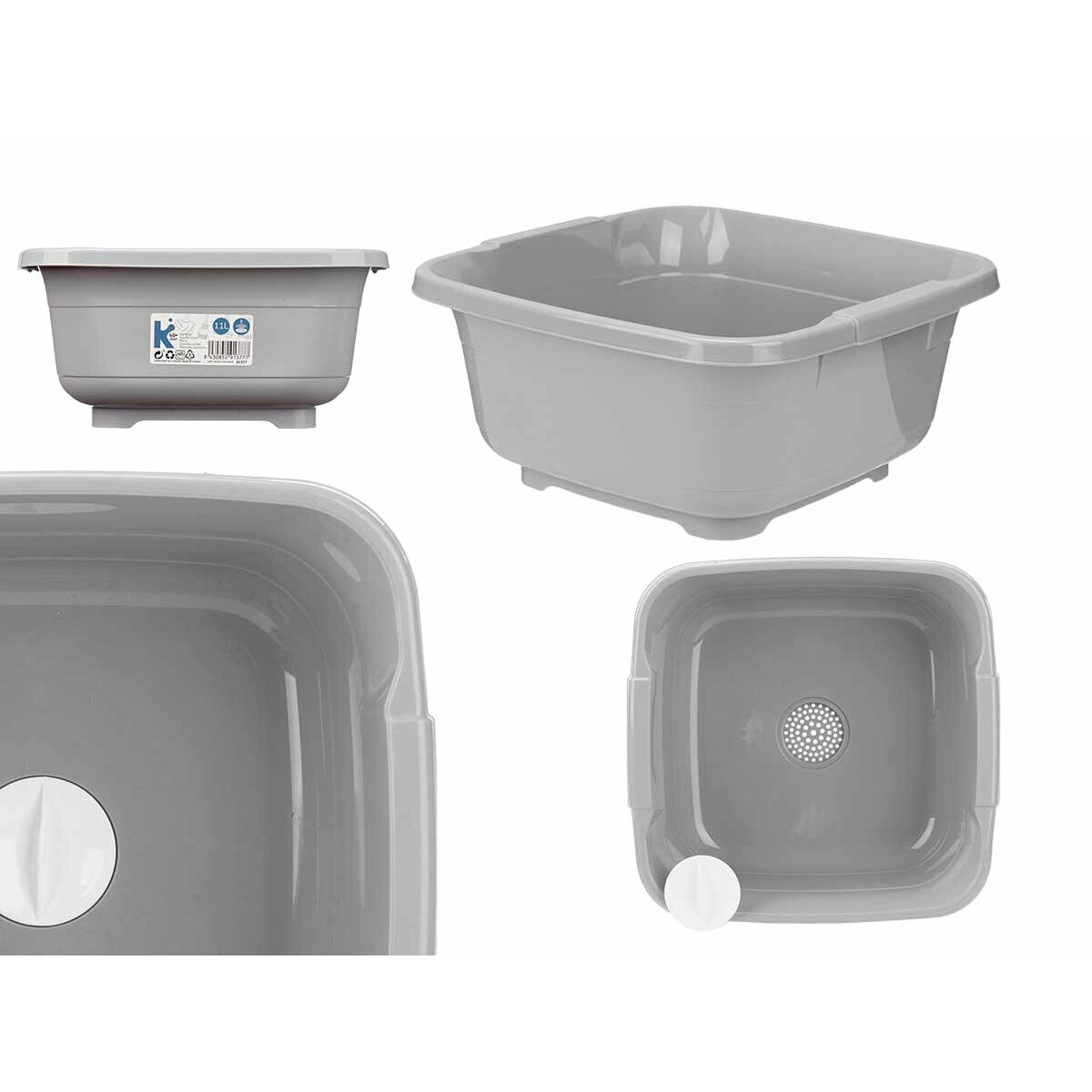 Bacinella Kinvara Grigio Plastica 11 L (12 Unità) - Immagine 5