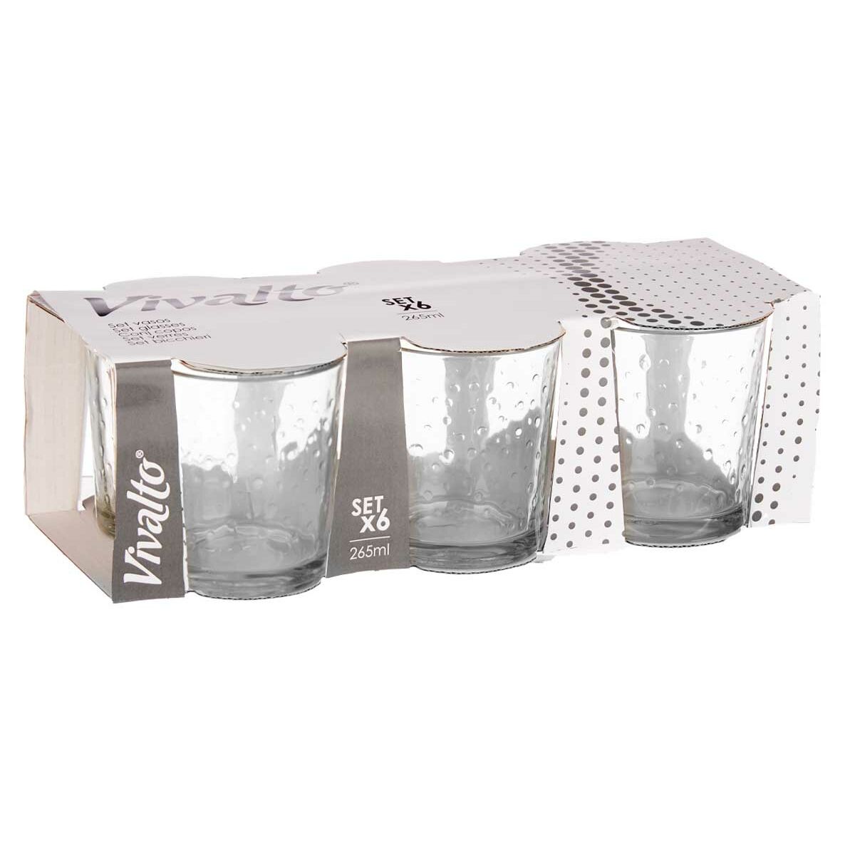 Set di Bicchieri Vivalto Trasparente Vetro Punti 265 ml (8 Unità) - Immagine 3