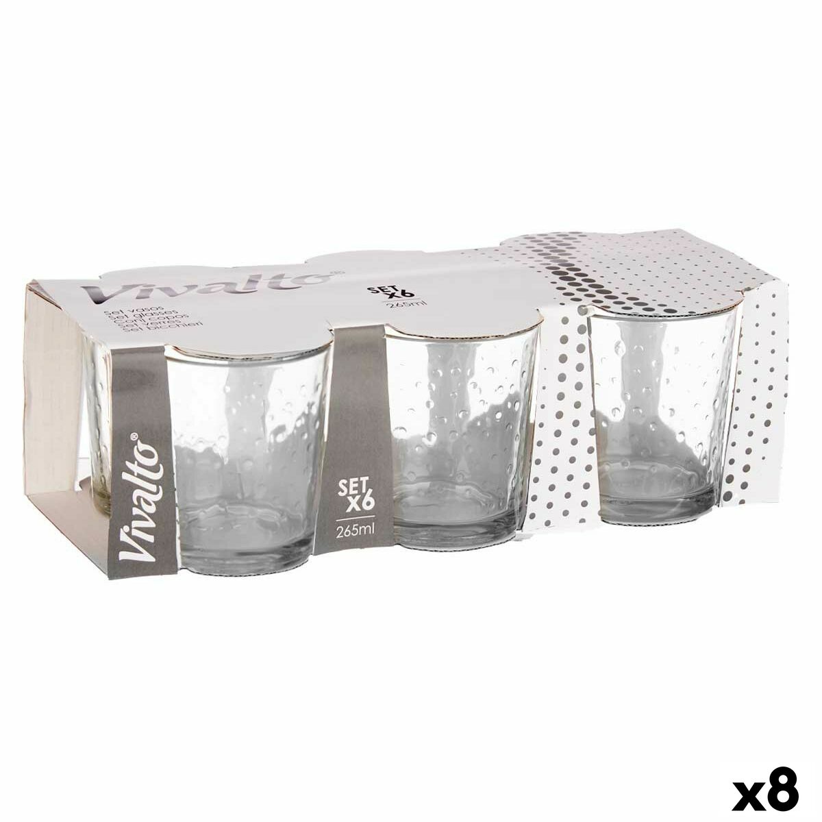 Set di Bicchieri Vivalto Trasparente Vetro Punti 265 ml (8 Unità)