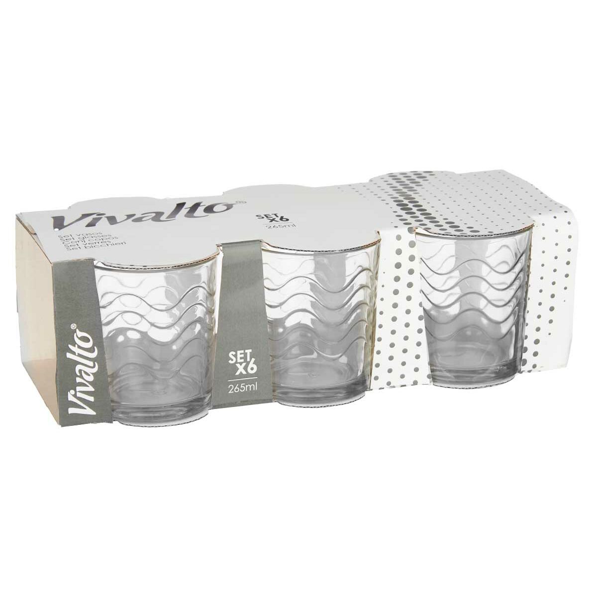 Set di Bicchieri Vivalto Trasparente Vetro Onde 265 ml (8 Unità) - Immagine 3