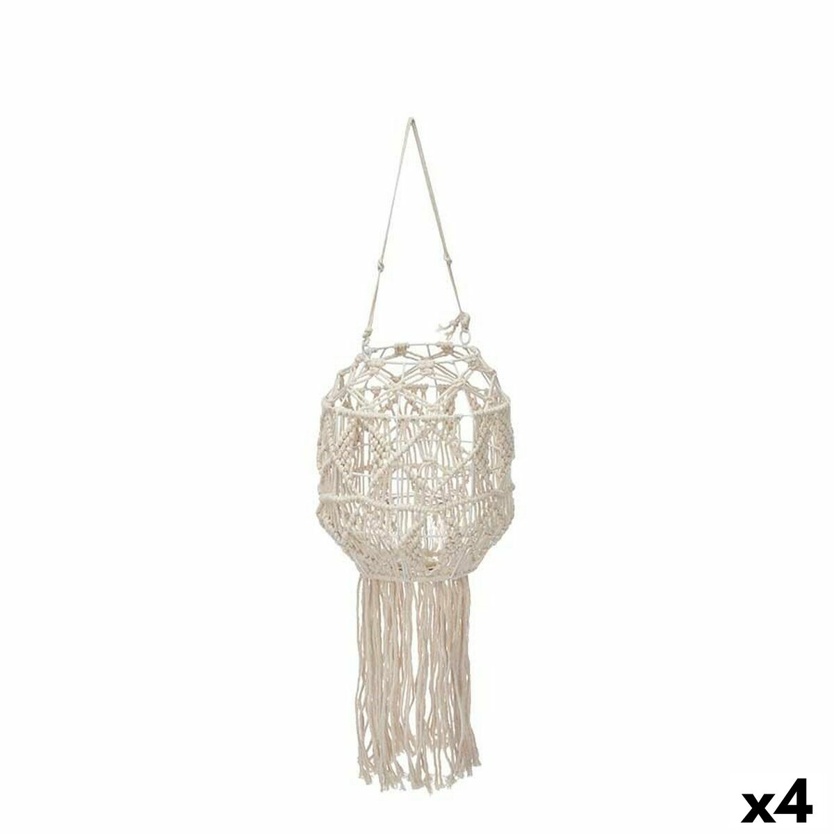 Lanterna Gift Decor Bianco Cotone Cristallo Macramé 24 x 90 x 24 cm (4 Unità)