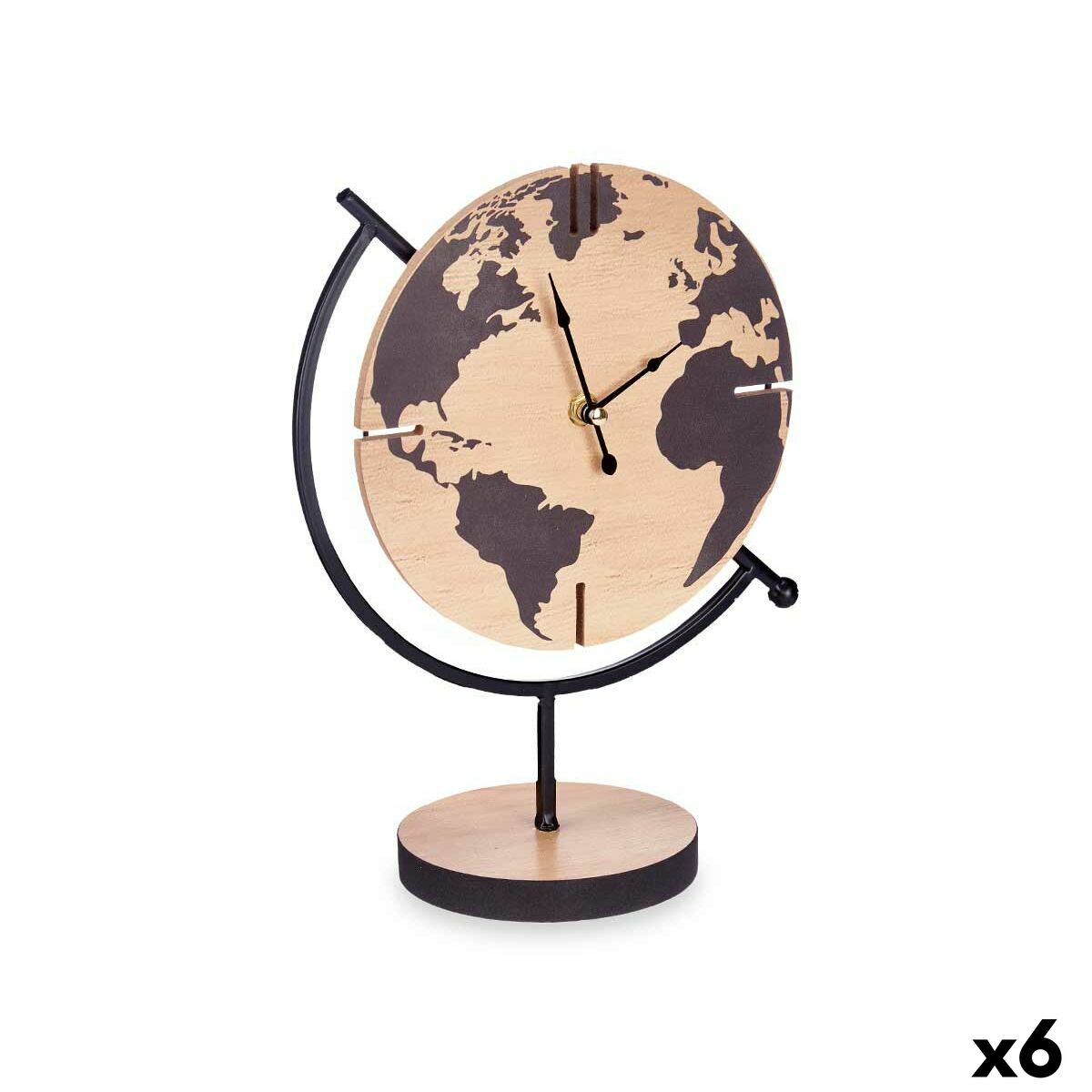 Orologio da Tavolo Gift Decor Nero Legno Mappamondo (6 Unità)