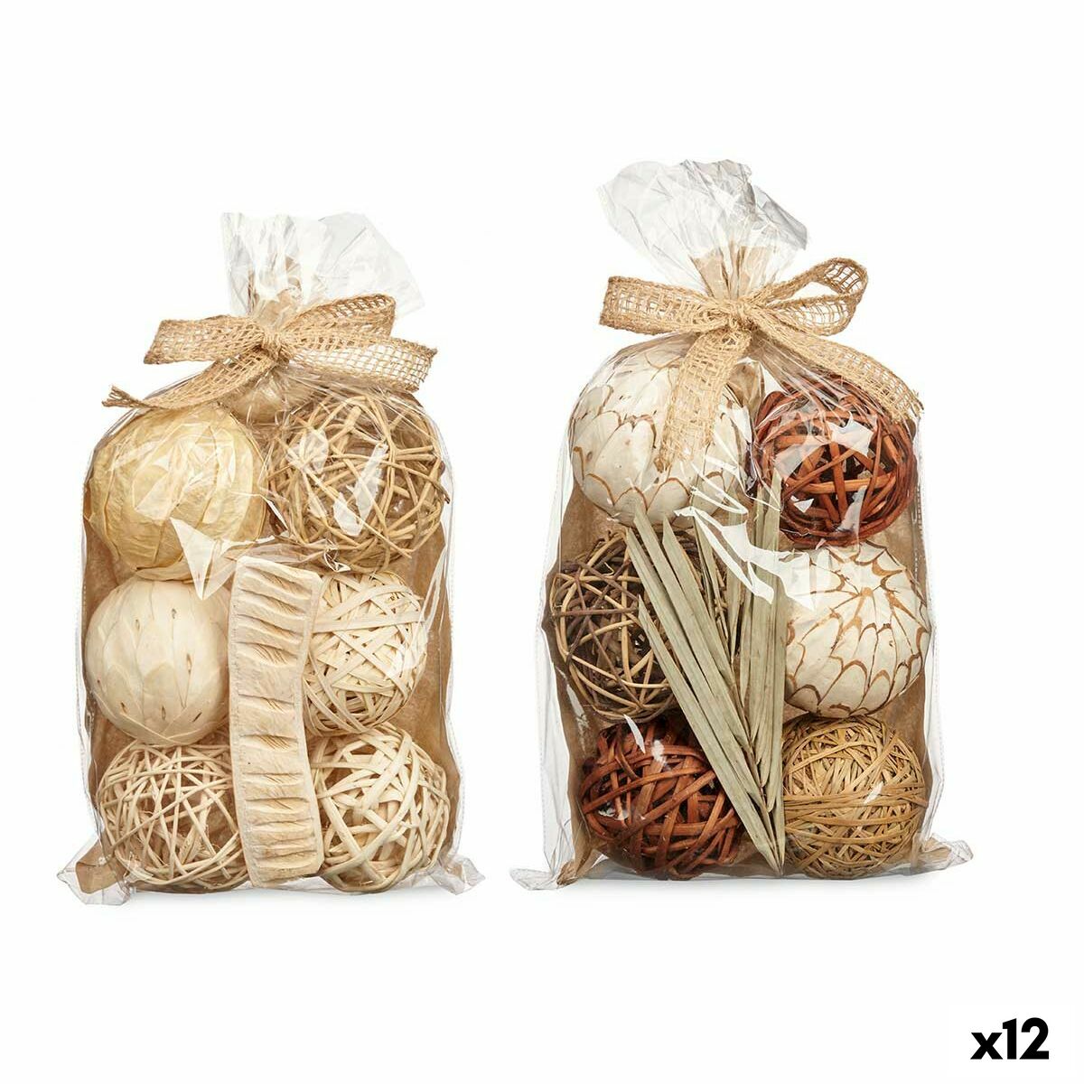 Set di Palline Decorative Gift Decor Bianco Marrone 22 x 40 x 9 cm (12 Unità)