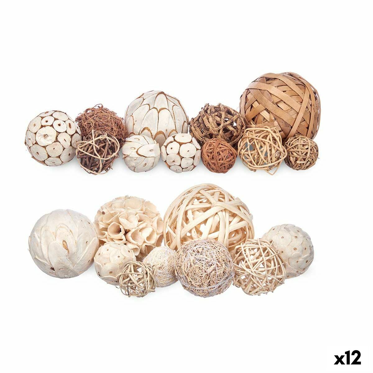 Set di Palline Decorative Gift Decor Bianco Marrone 20 x 30 x 10 cm (12 Unità)