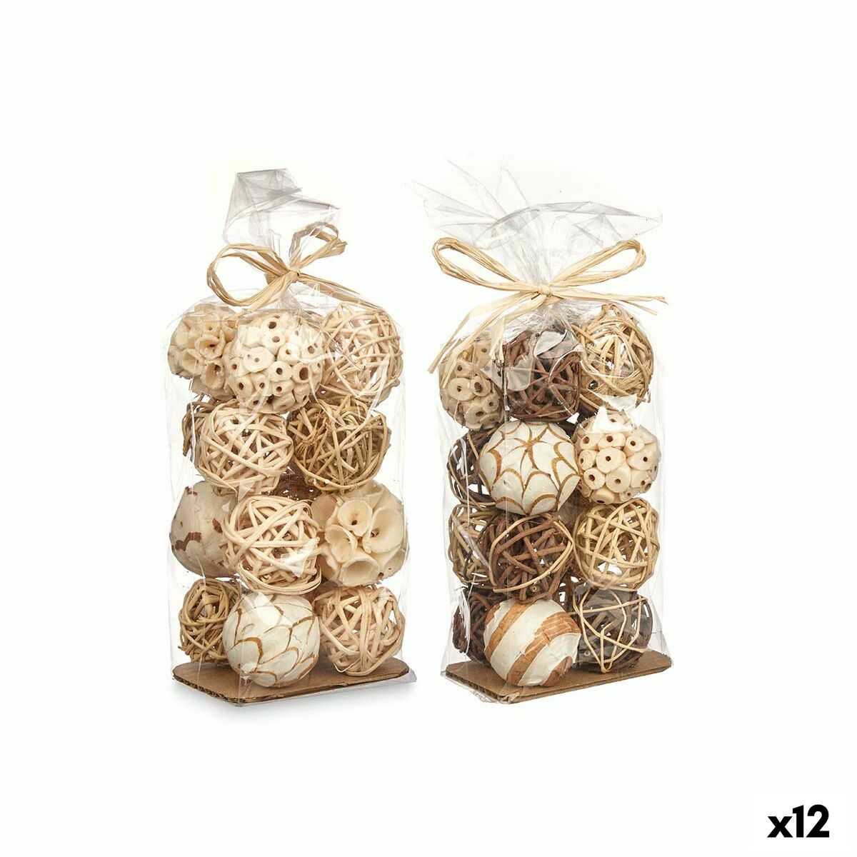 Set di Palline Decorative Gift Decor Bianco Marrone 8 x 22 x 8 cm 9 x 25 x 8 cm (12 Unità)