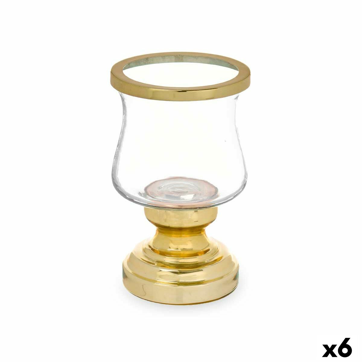 Portacandele Gift Decor Dorato Cristallo Acciaio 12 x 19,5 x 12 cm Calice (6 Unità)