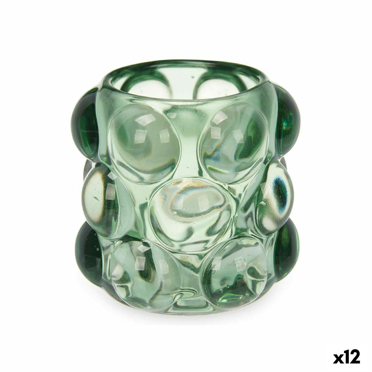 Portacandele Gift Decor Verde Cristallo 8,4 x 9 x 8,4 cm Microsfere (12 Unità)