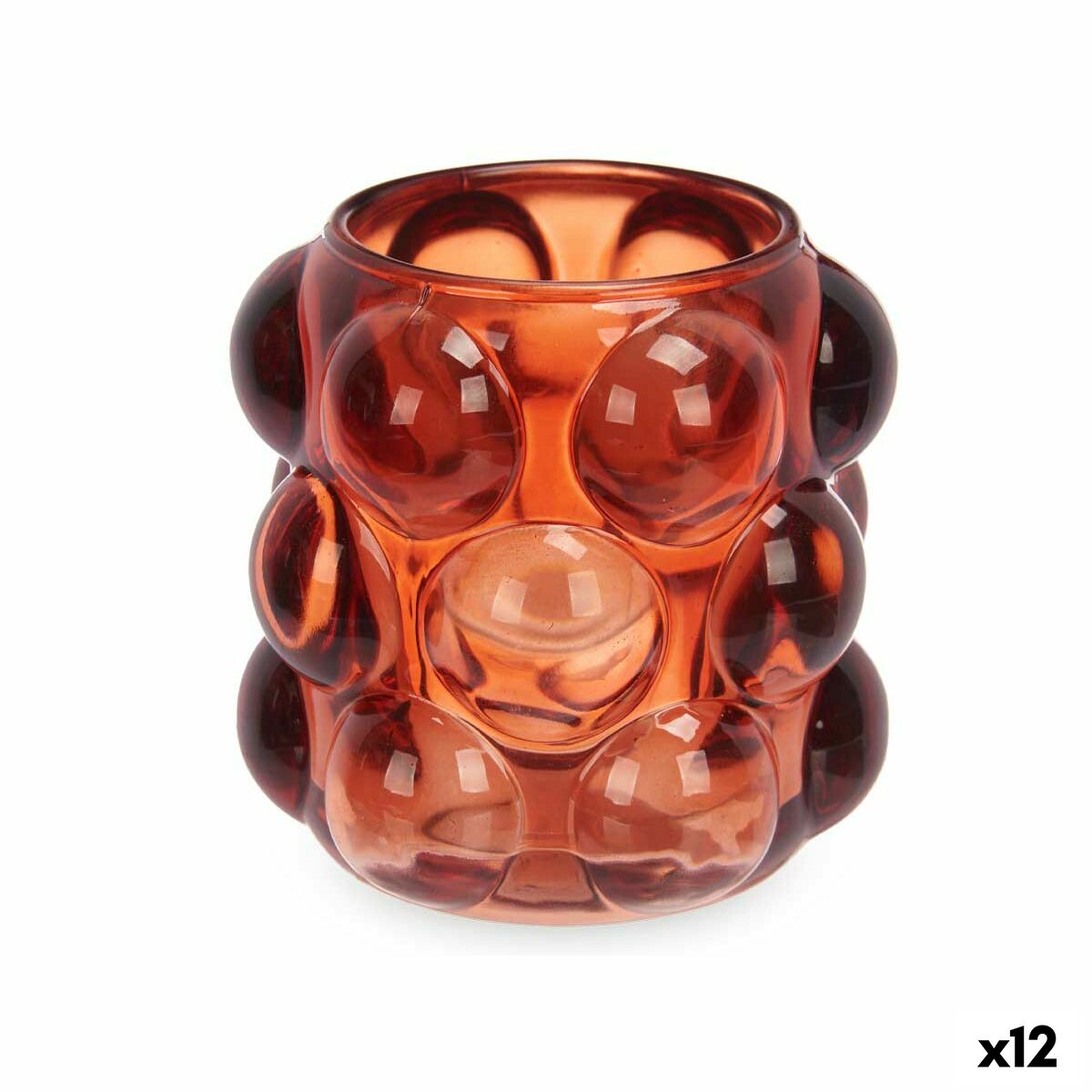 Portacandele Gift Decor Arancio Teja Cristallo 8,4 x 9 x 8,4 cm Microsfere (12 Unità)