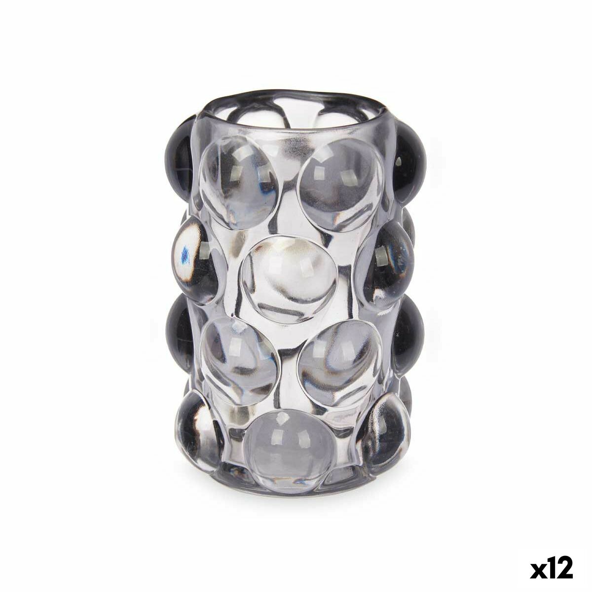 Portacandele Gift Decor Grigio Cristallo 8,4 x 12,5 x 8,4 cm Microsfere (12 Unità)