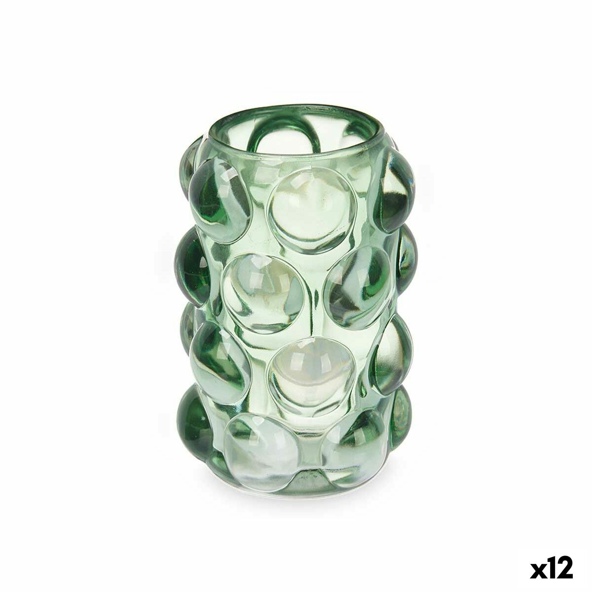 Portacandele Gift Decor Verde Cristallo 8,4 x 12,5 x 8,4 cm Microsfere (12 Unità)