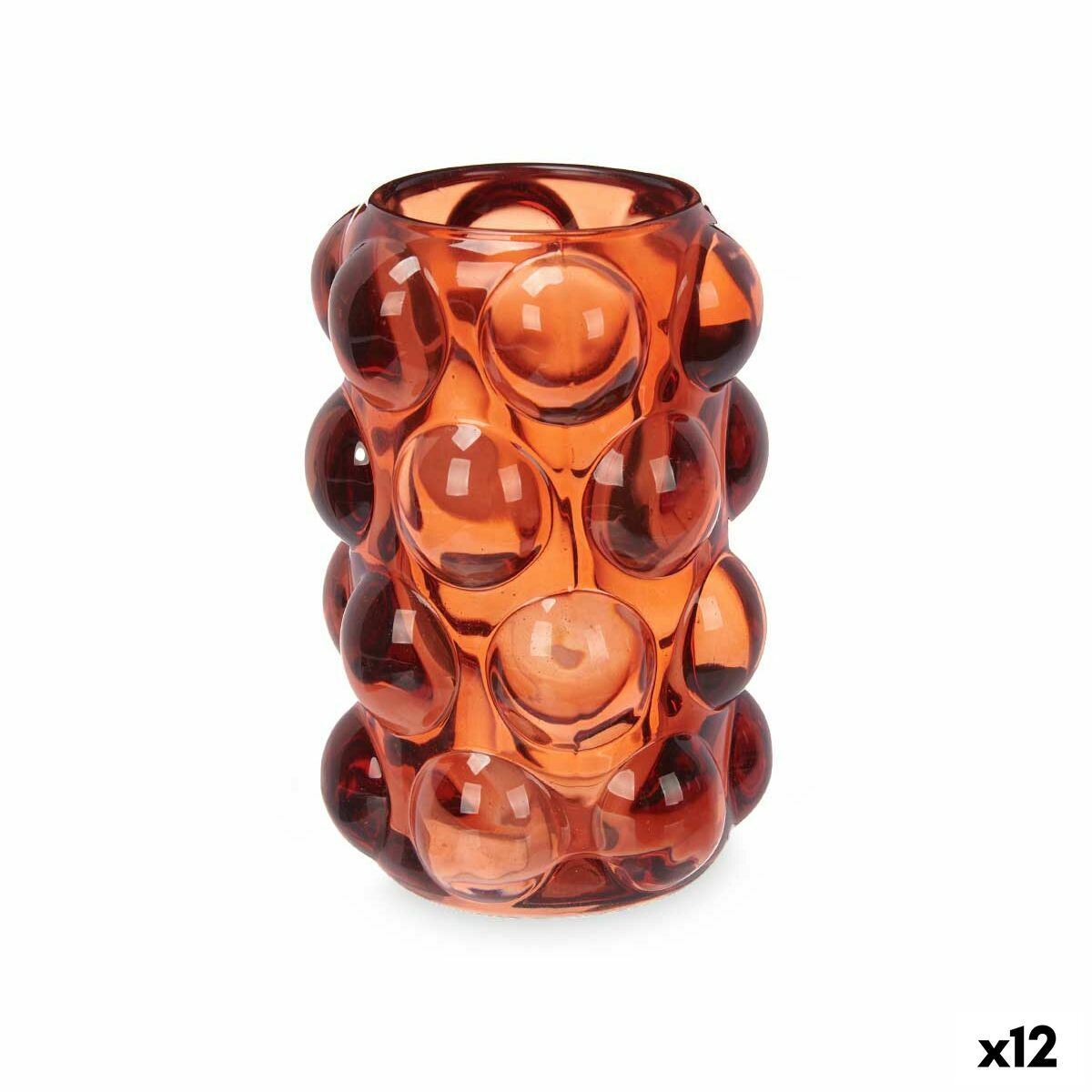 Portacandele Gift Decor Arancio Teja Cristallo 8,4 x 12,5 x 8,4 cm Microsfere (12 Unità)