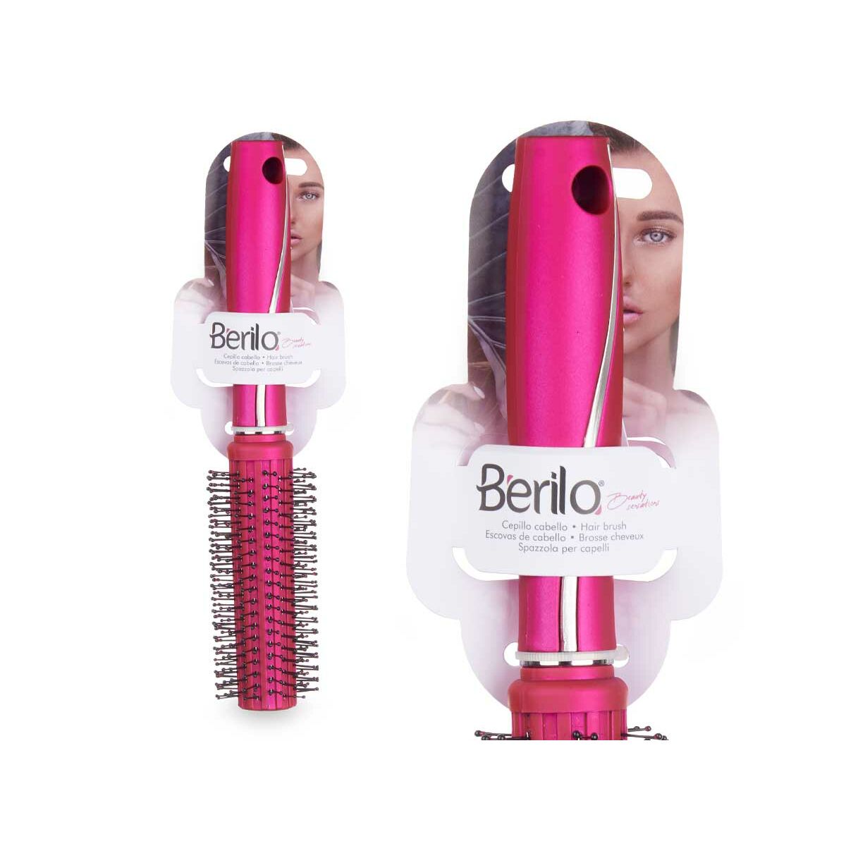 Spazzola Rotonda Berilo Fucsia Silicone Plastica (12 Unità) - Immagine 4