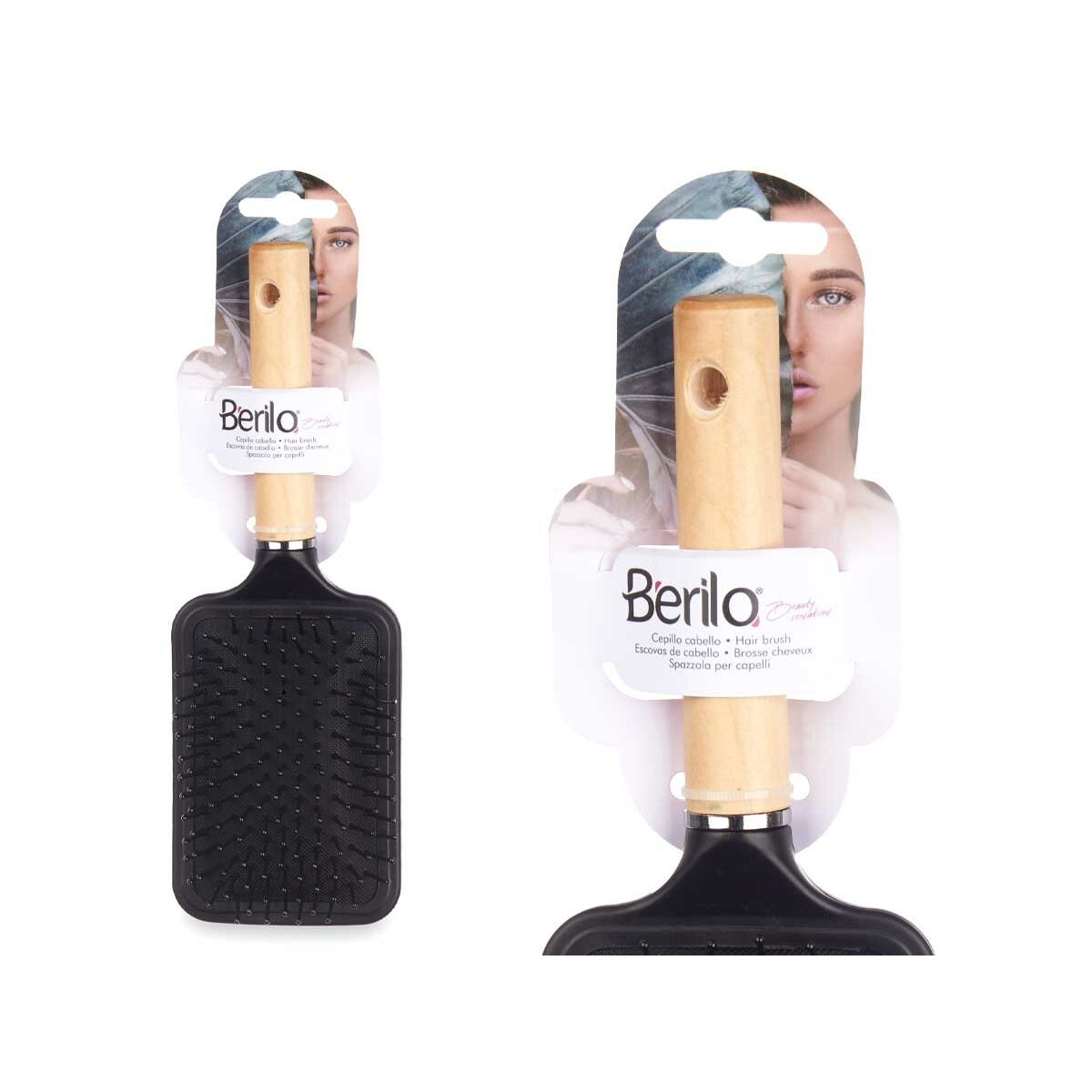 Spazzola Berilo Marrone Nero Legno Silicone Plastica (12 Unità) - Immagine 4