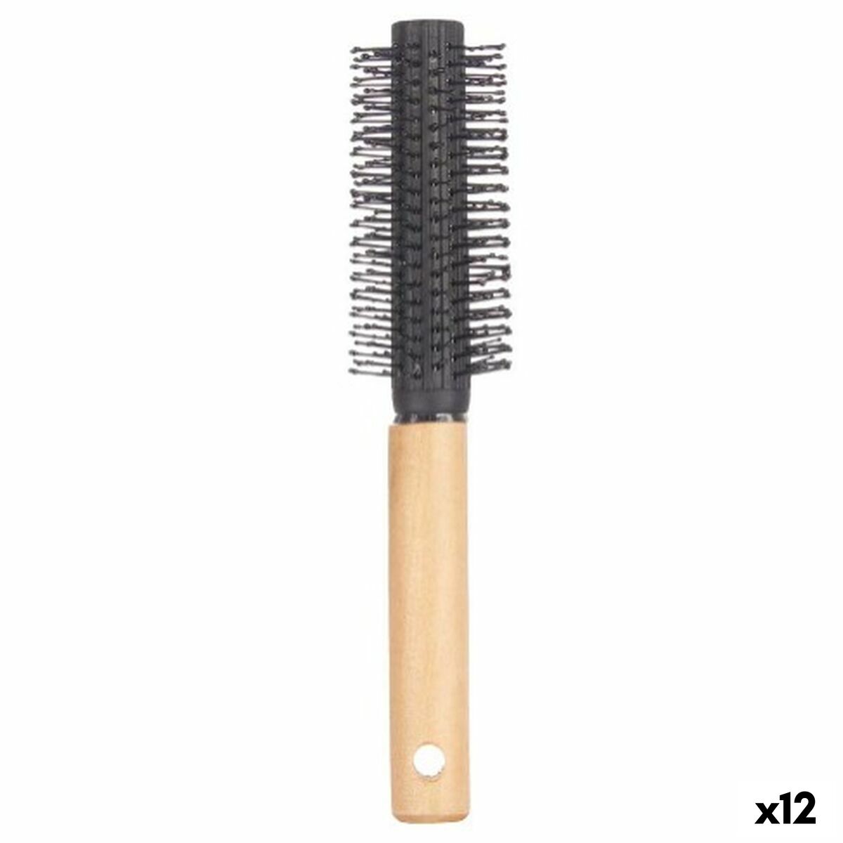 Spazzola Rotonda Berilo Marrone Nero Legno Silicone Plastica (12 Unità)
