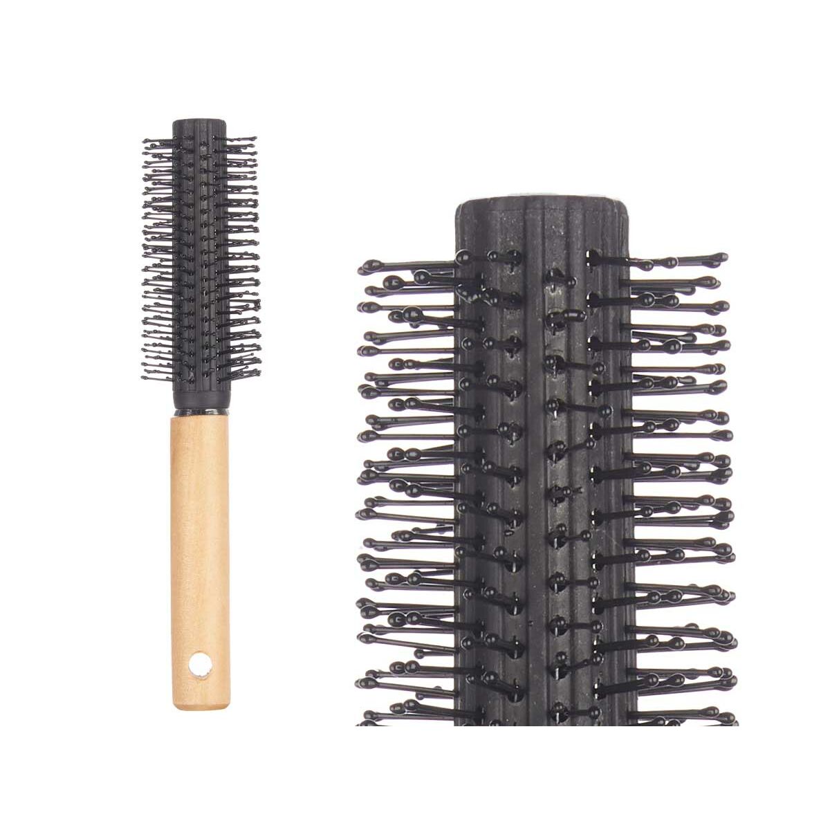 Spazzola Rotonda Berilo Marrone Nero Legno Silicone Plastica (12 Unità) - Immagine 3