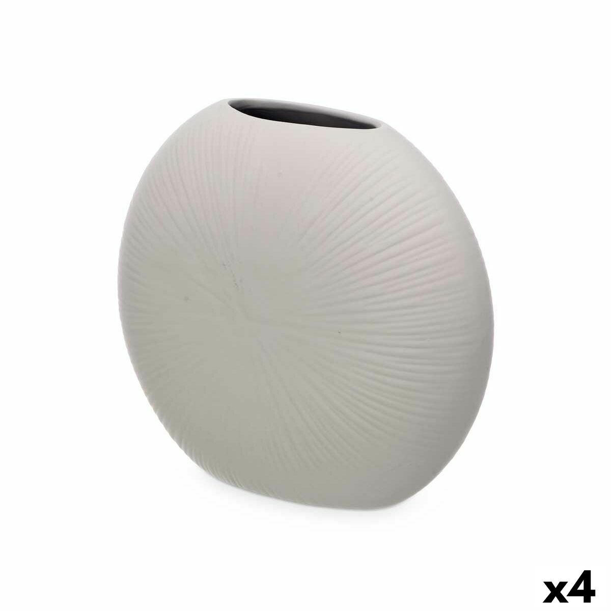 Vaso Gift Decor Grigio Ceramica Circolare 29 x 26 x 11 cm (4 Unità)