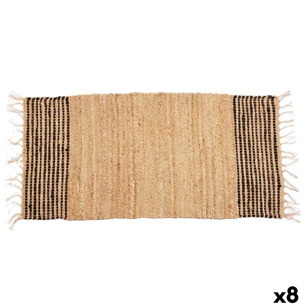 Tappeto Gift Decor Nero Naturale Righe 70 x 1 x 140 cm (8 Unità)
