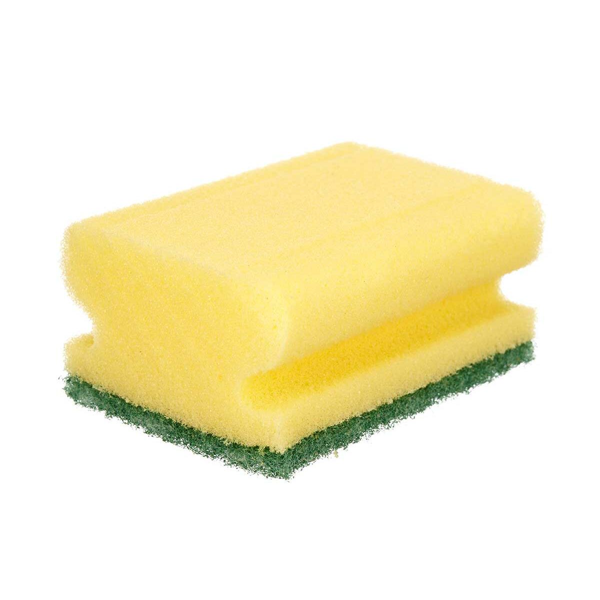 Set di spugne Giallo Verde Poliuretano Fibra abrasiva 18 x 13 x 4,5 cm 4 Pezzi (11 Unità) - Immagine 2