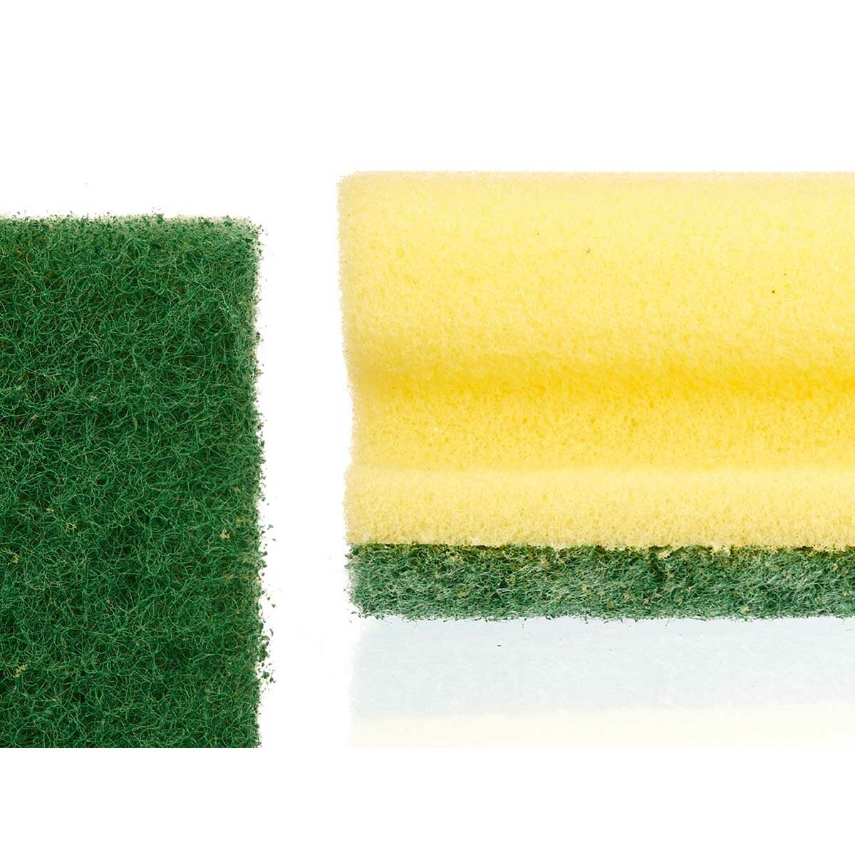 Set di spugne Giallo Verde Poliuretano Fibra abrasiva 18 x 13 x 4,5 cm 4 Pezzi (11 Unità) - Immagine 3