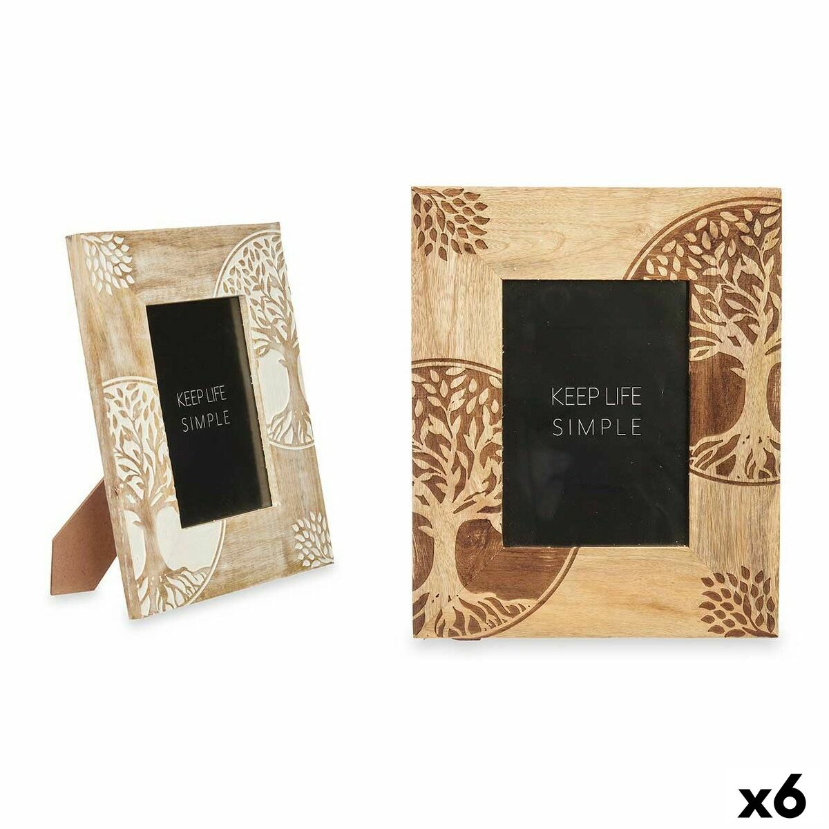 Cornice Portafoto Gift Decor Bianco Marrone Legno di mango Albero della vita (6 Unità)