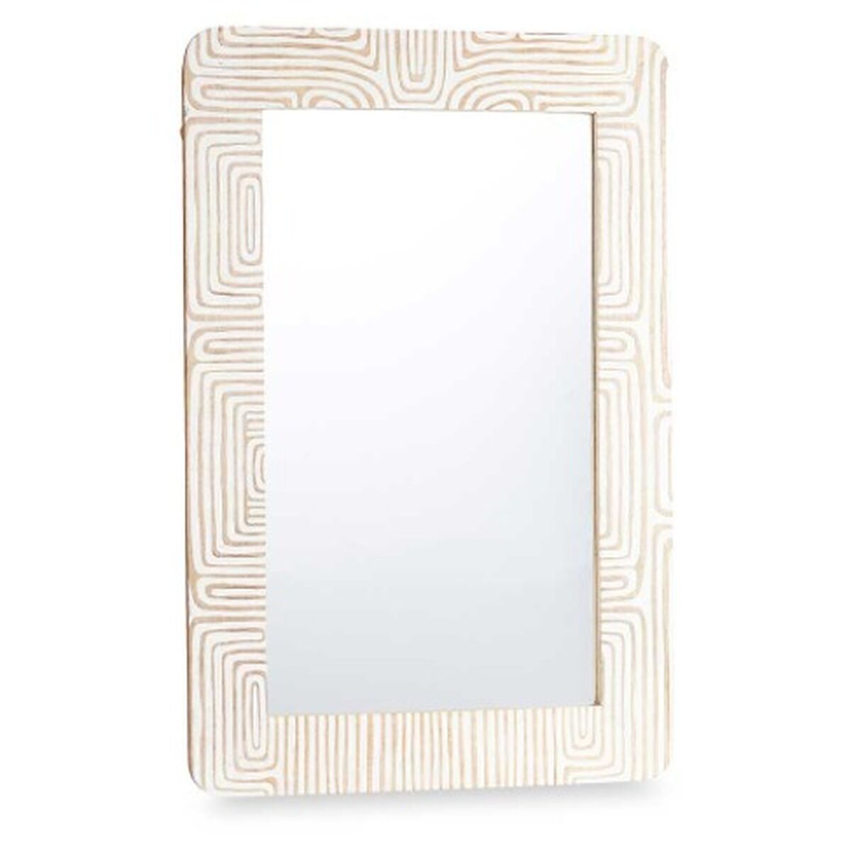 Specchio da parete Gift Decor Bianco Marrone 90 x 60 x 2 cm Rettangolare
