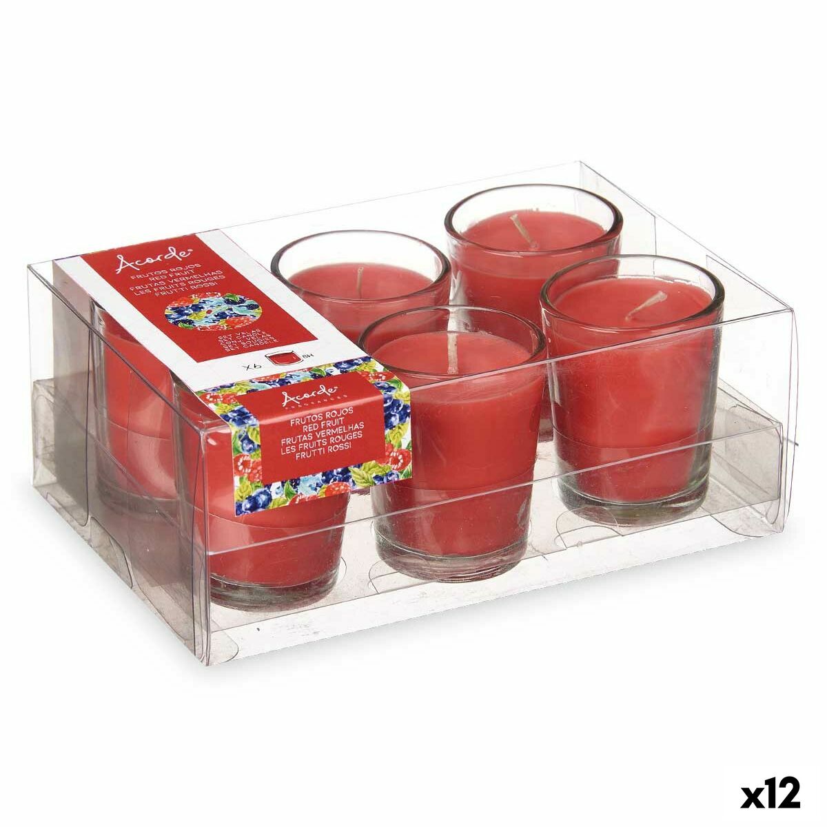 Set di Candele Profumate Acorde Frutti rossi Bicchiere (12 Unità) - Immagine 1