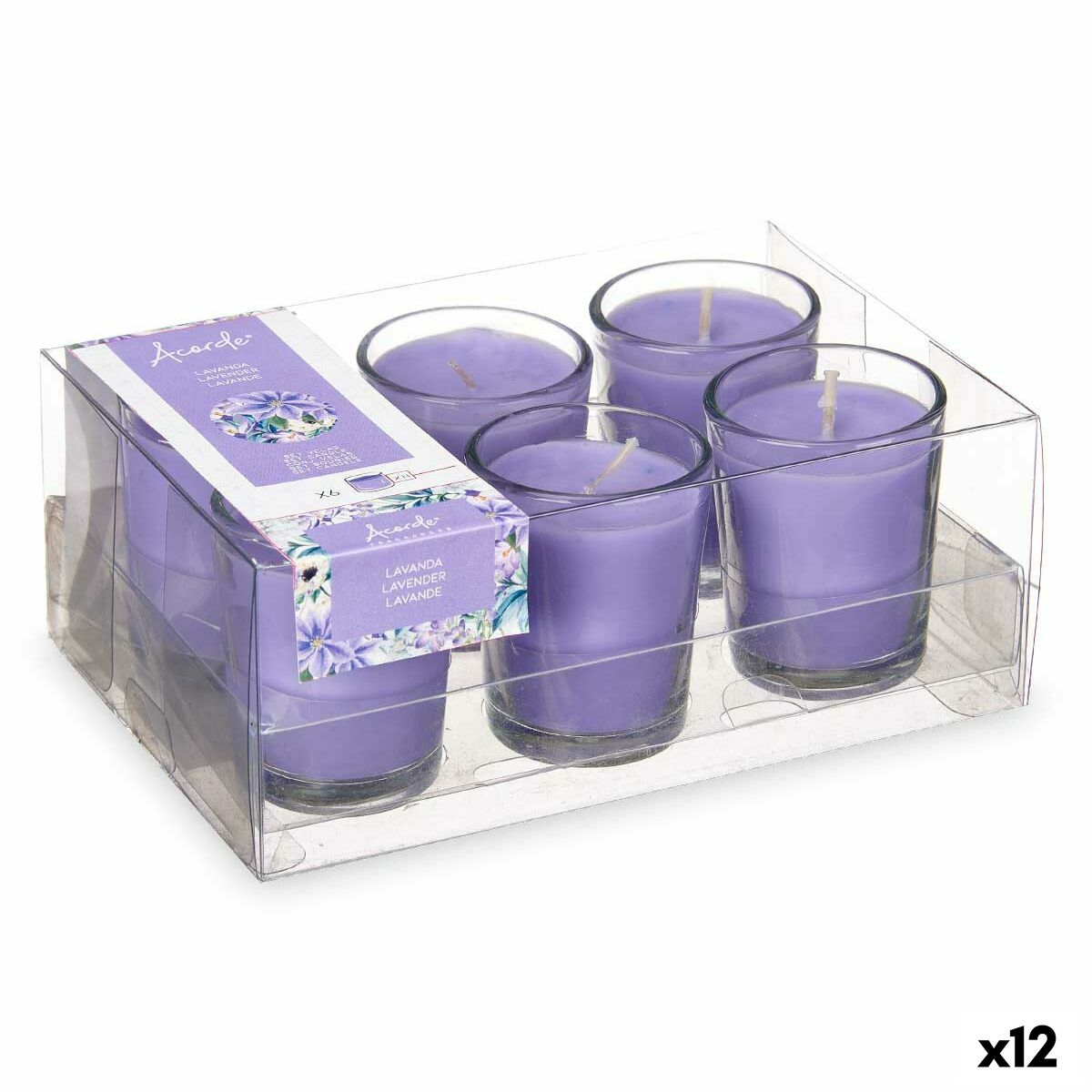 Set di Candele Profumate Acorde Lavanda Bicchiere (12 Unità)