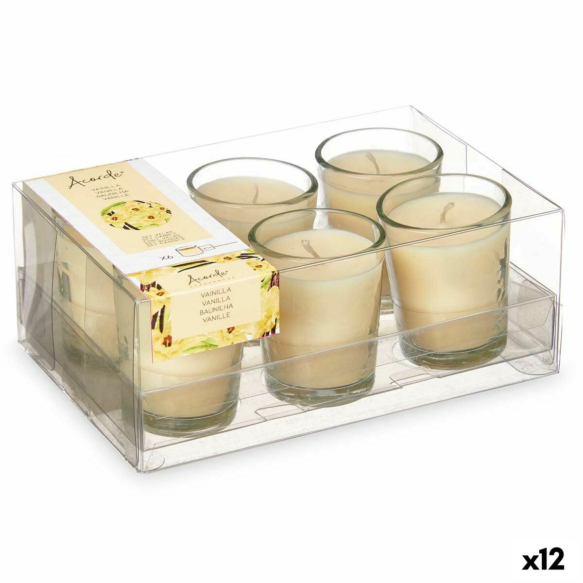 Set di Candele Profumate Acorde Vaniglia Bicchiere (12 Unità)