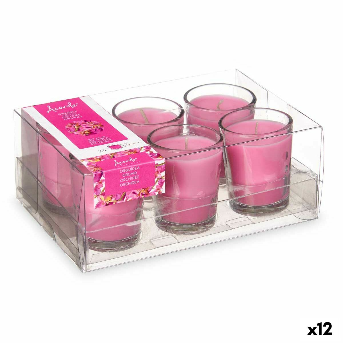Set di Candele Profumate Acorde Orchidea Bicchiere (12 Unità)