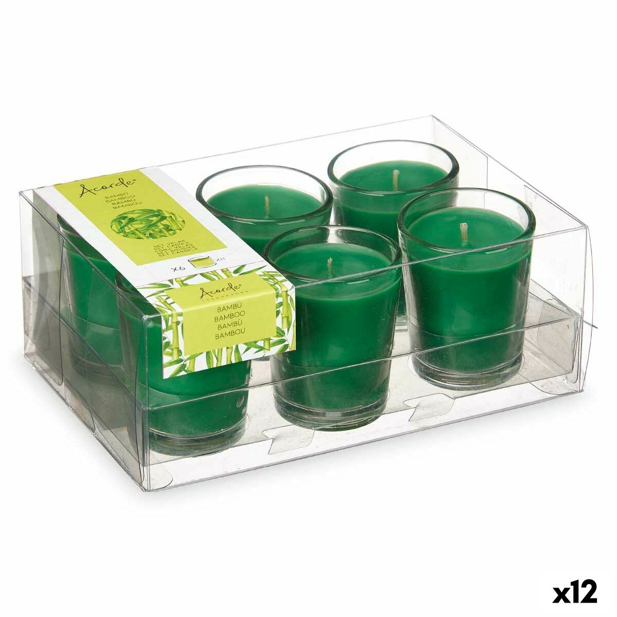 Set di Candele Profumate Acorde Bambù Bicchiere (12 Unità)