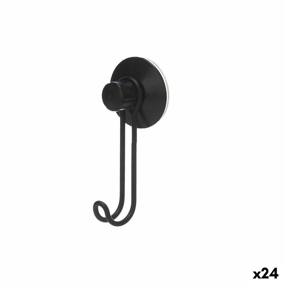 Gancio per appenderla Berilo Nero Acciaio ABS 6 x 13 x 4 cm (24 Unità)