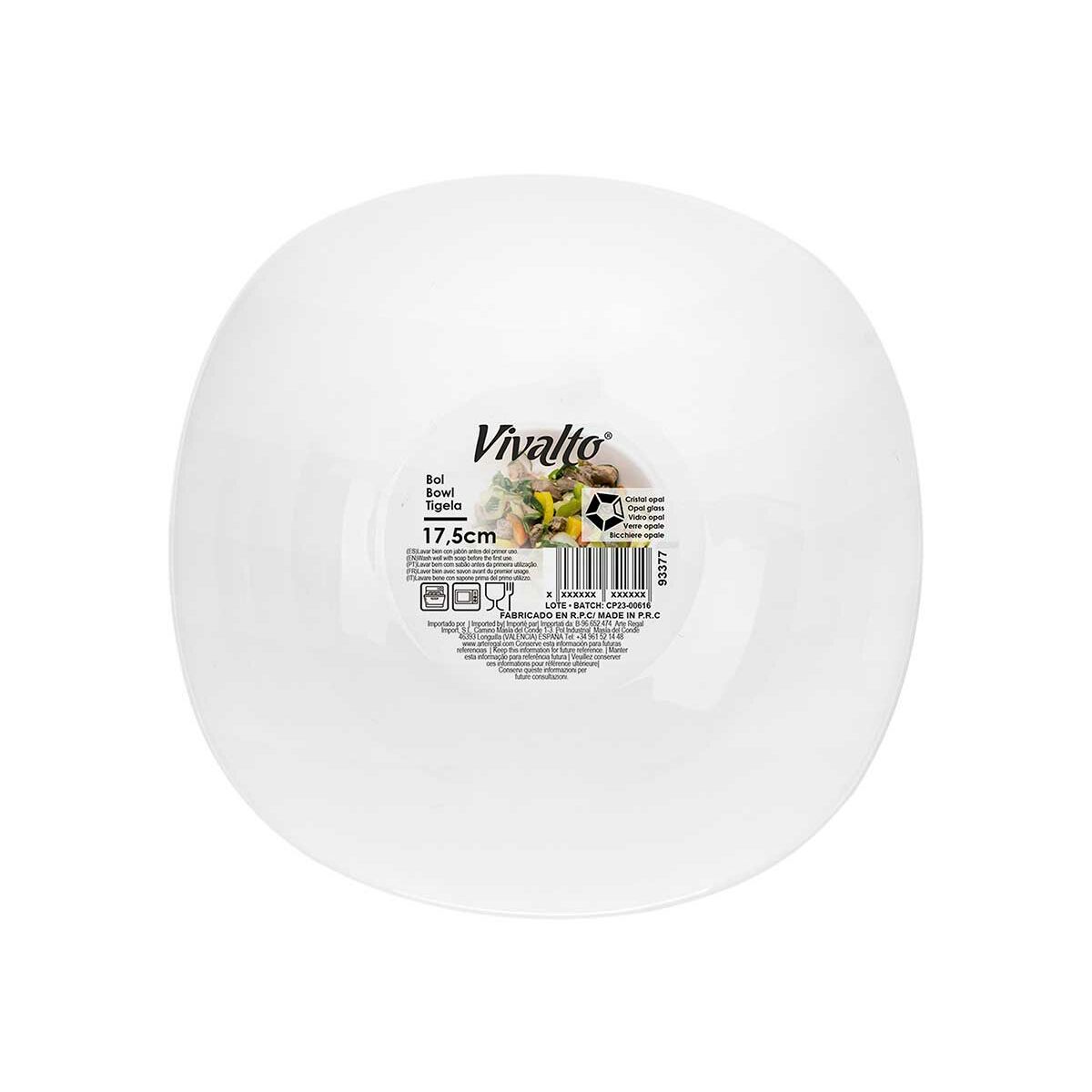 Ciotola Vivalto Bianco Vetro opalino Quadrato 17,5 x 6 x 17,5 cm (36 Unità) - Immagine 3
