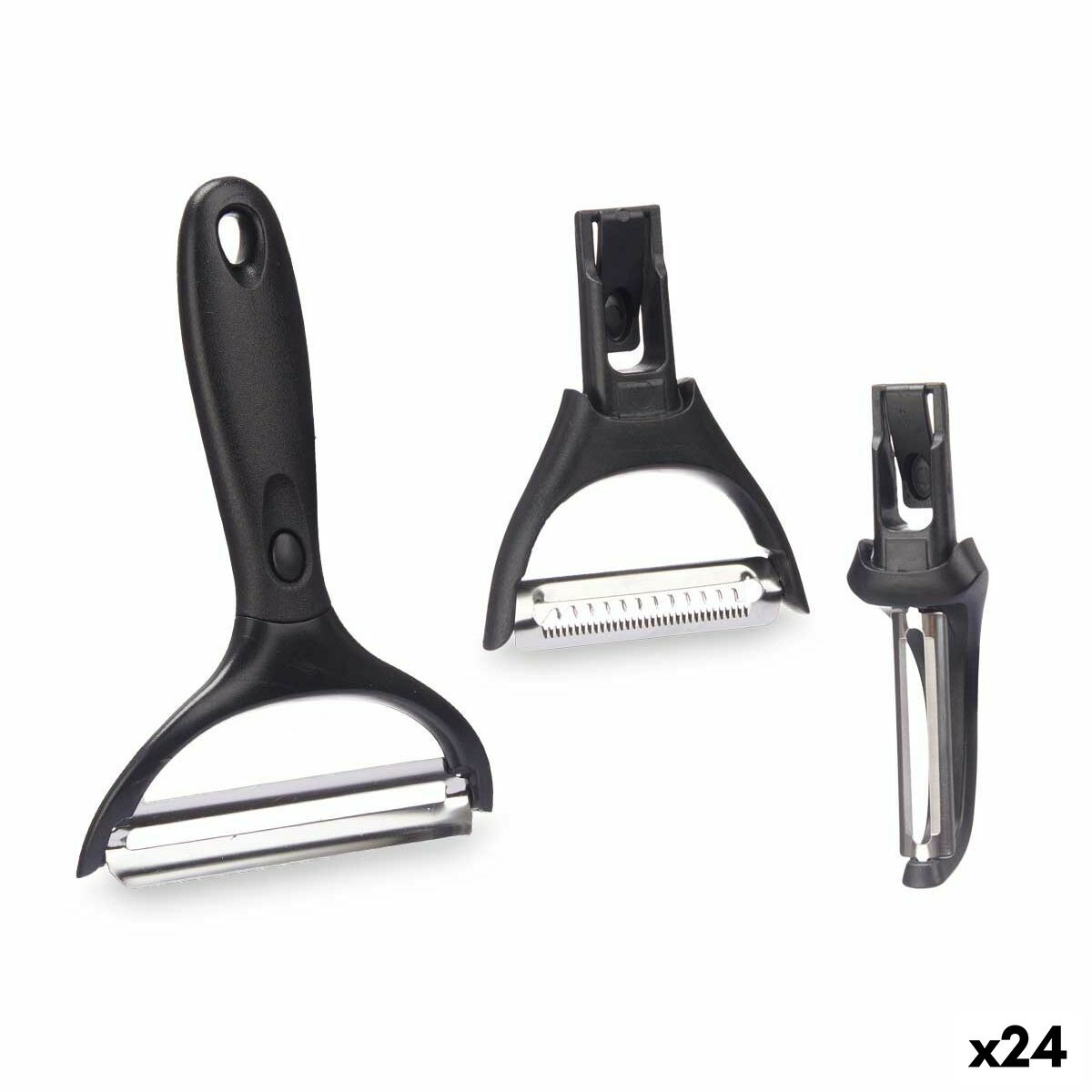 Set di Pelapatate Kinvara Metallo Acciaio inossidabile polipropilene ABS 14,5 x 22 x 2,5 cm Testine Intercambiabili 3 Pezzi (24 