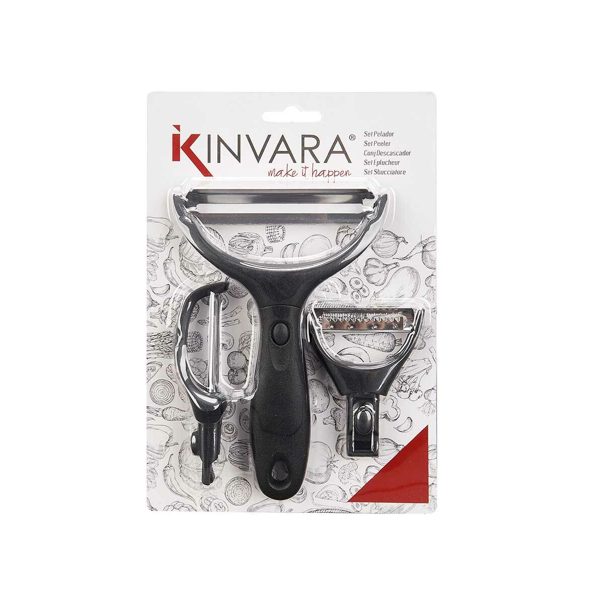 Set di Pelapatate Kinvara Metallo Acciaio inossidabile polipropilene ABS 14,5 x 22 x 2,5 cm Testine Intercambiabili 3 Pezzi (24  - Immagine 3