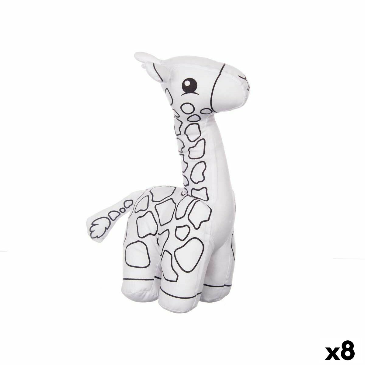 Peluche da Colorare Pincello Bianco Nero Stoffa 17 x 22 x 9 cm Giraffa (8 Unità)