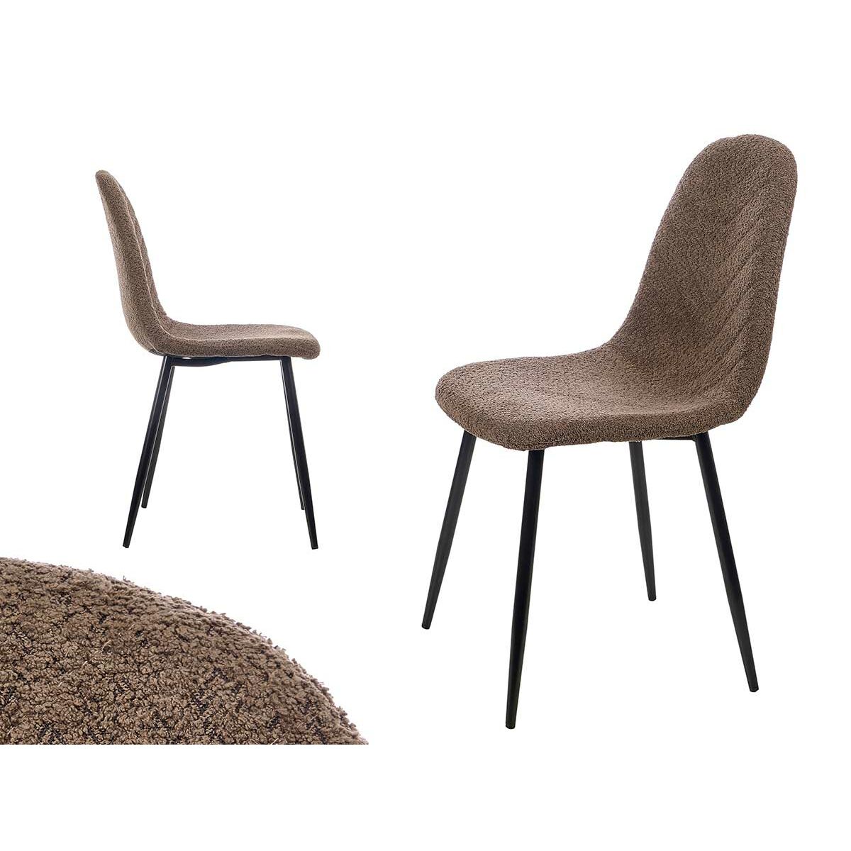 Sedia Gift Decor Marrone Metallo Stoffa Legno di polietilene Lana rasata 45 x 89 x 53 cm (4 Unità) - Immagine 3
