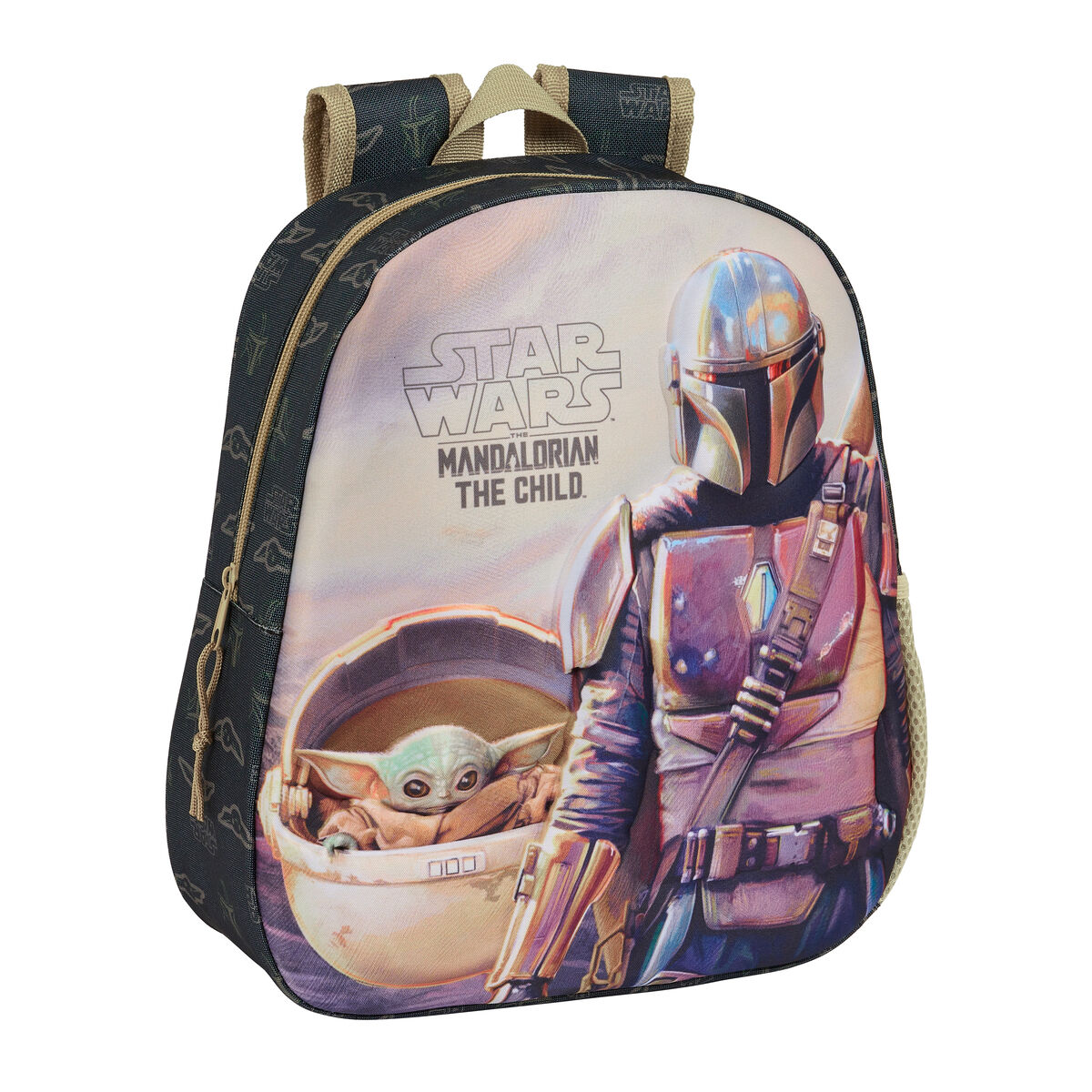 Zaino per Bambini 3D The Mandalorian Nero Beige 27 x 33 x 10 cm - Immagine 1