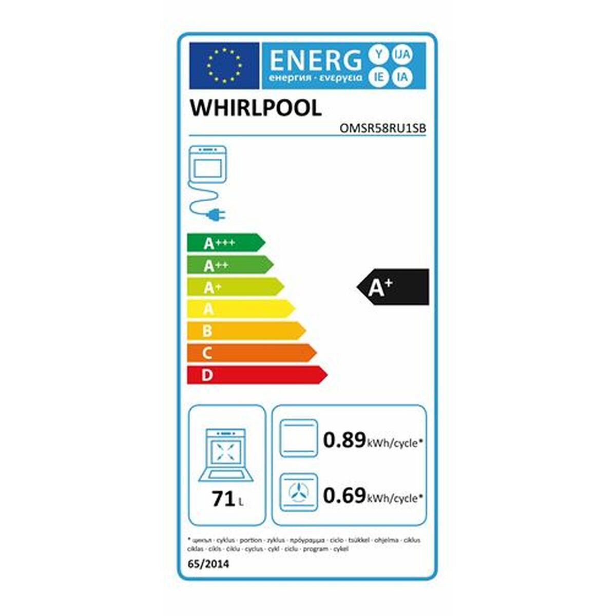 Forno Whirlpool Corporation OMSR58RU1SB 71 L - Immagine 5