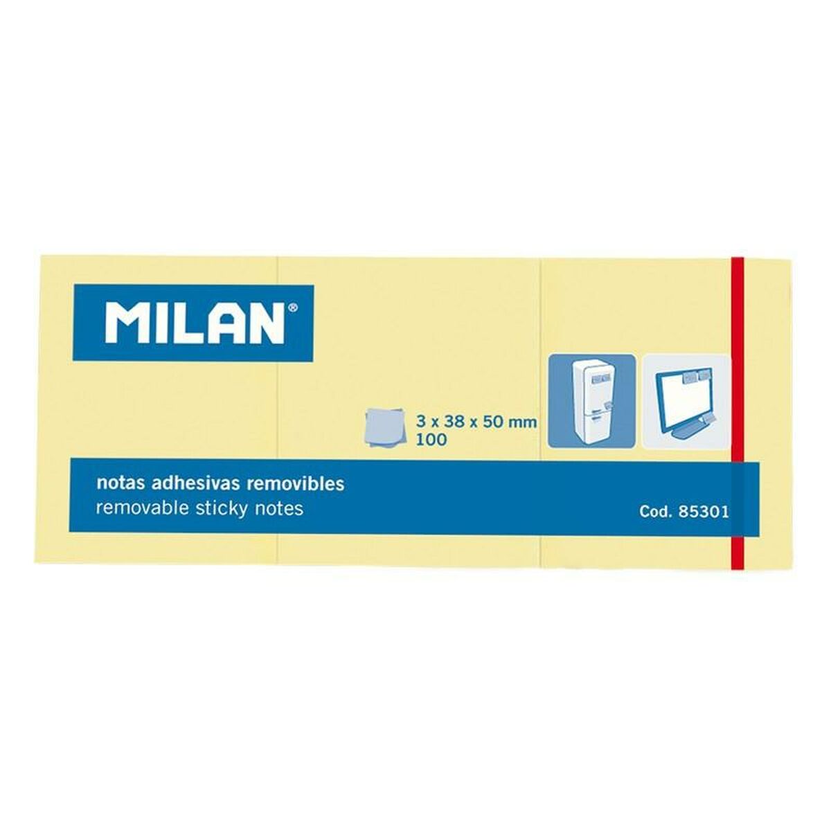 Note Adesive Milan 3 in 1 Giallo 38 x 50 mm (10 Unità) - Immagine 3