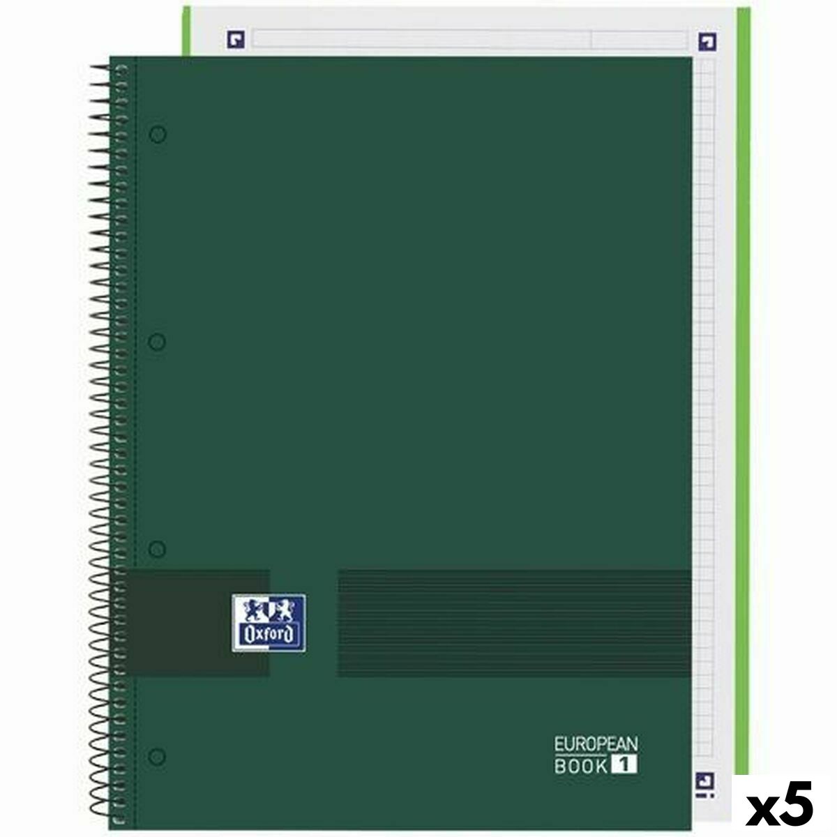 Quaderno Oxford European Book Write&Erase Verde militare A4 80 Pagine (5 Unità)