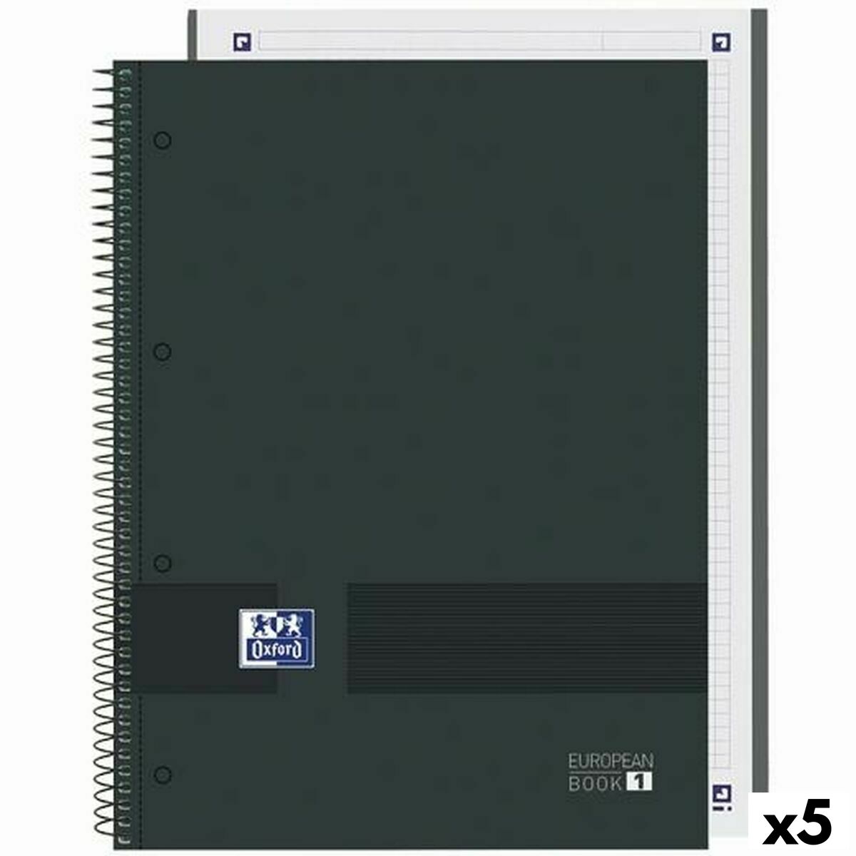 Quaderno Oxford European Book Write&Erase Nero A4 80 Pagine (5 Unità)