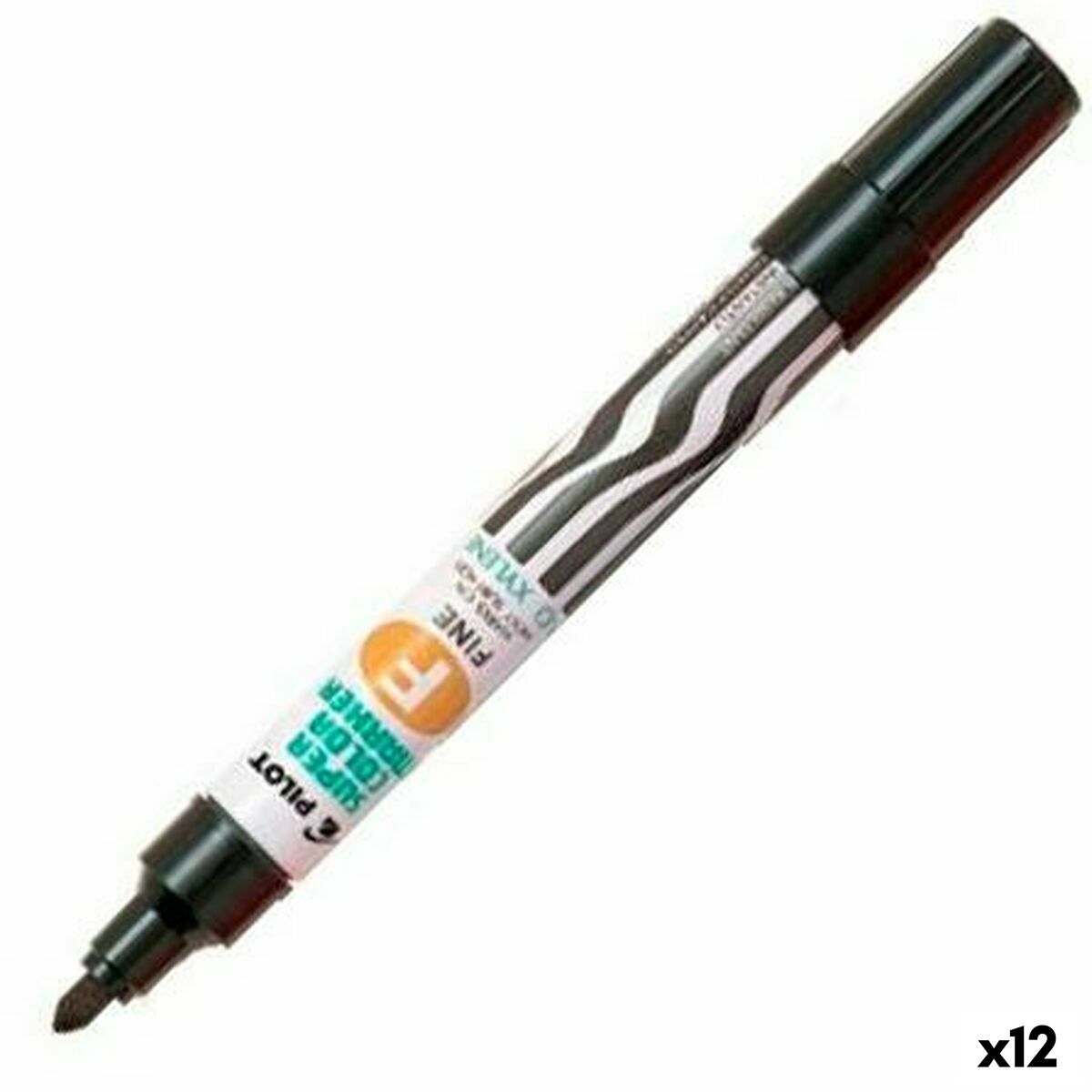 Marcatore permanente Pilot SCA-F Ricaricabile Nero (12 Unità)