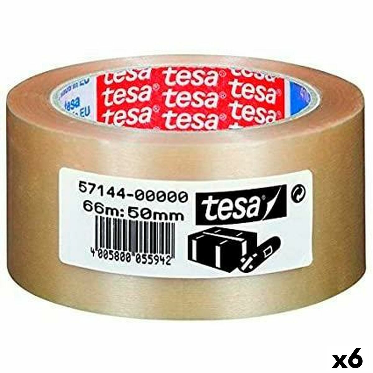 Nastro Adesivo TESA Imballaggio Extra forte Trasparente PVC 50 mm x 66 m (6 Unità)