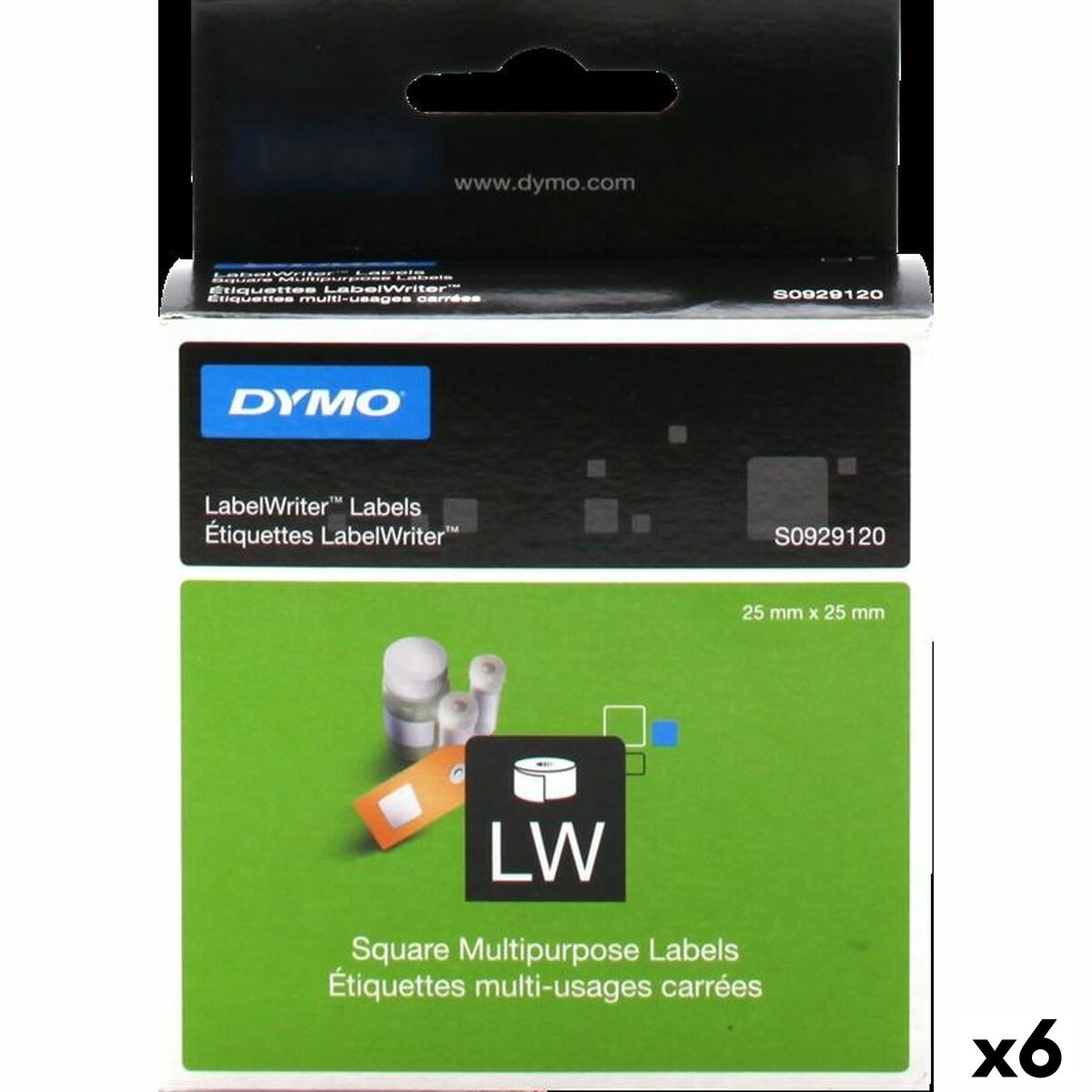 Nastro Laminato Dymo LabelWriter Bianco Etichette 25 x 25 mm (6 Unità)