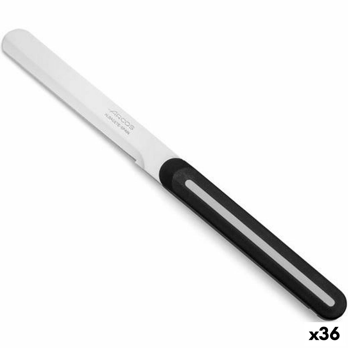 Coltello per Spalmare Arcos Nero Bianco 10 cm Acciaio inossidabile (36 Unità) - Immagine 2